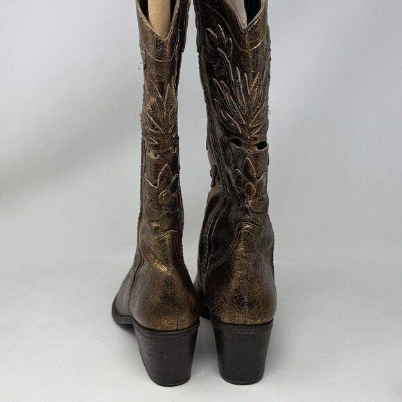 Carlos Santana Slinger Cut Out Leather Cowboy Western Boots Womens 10 Bronze - Picture 11 of 16